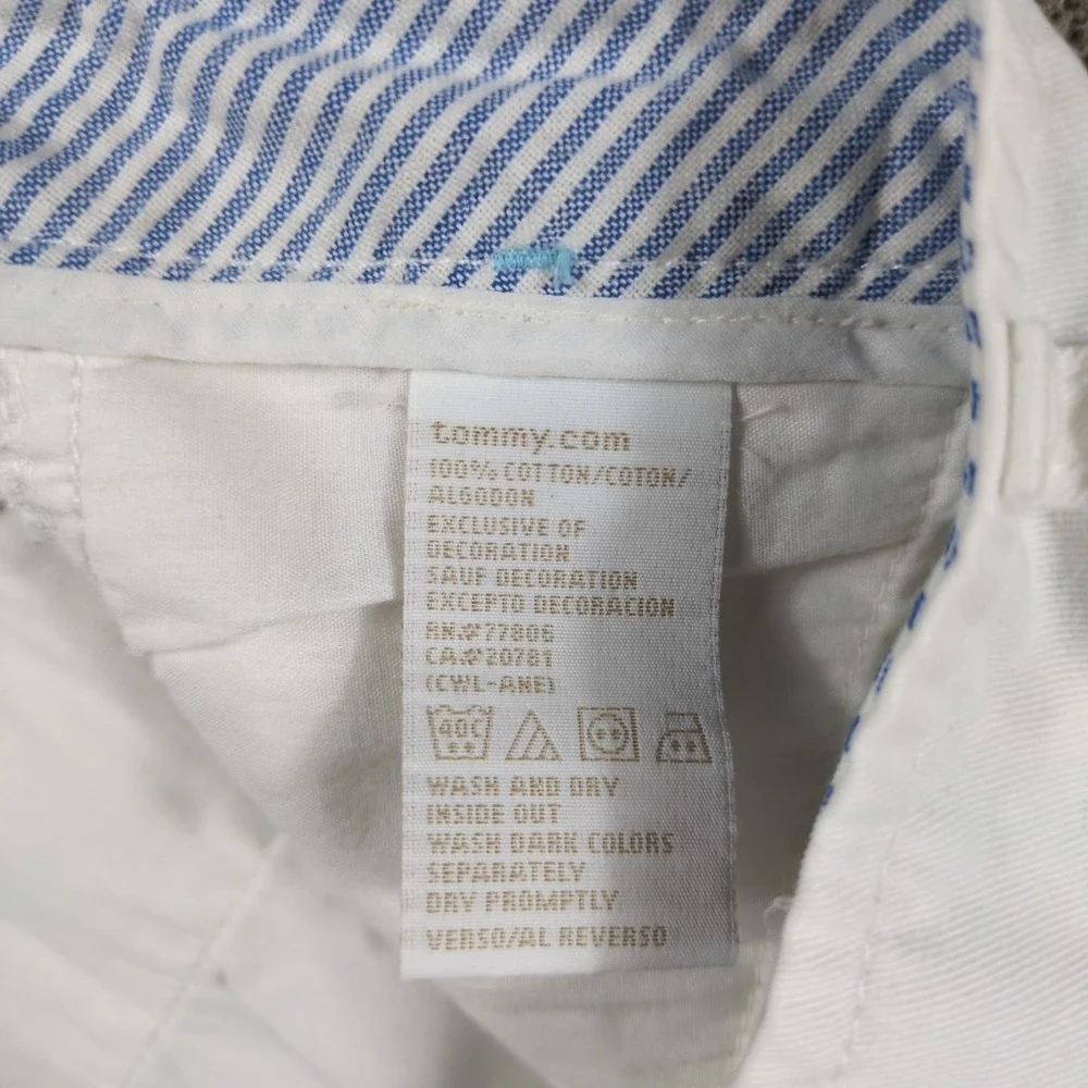 Tommy Hilfiger Chino Shorts Womens 14 White 100% Cotton Mid Rise Summer Casual‎